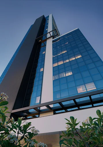 Fachada do High Business Center — sede comercial da QNAX em Franca, SP